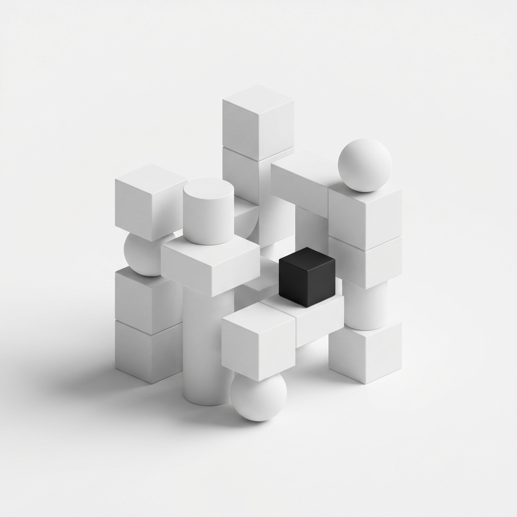 Abstract composition of shapes representing making and projects